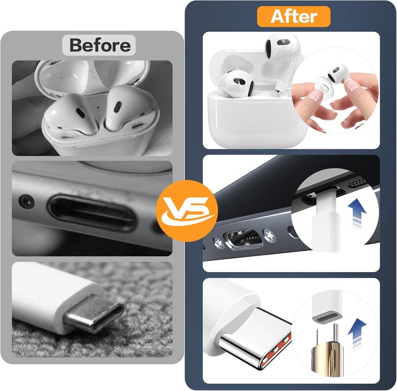 Sunoyar 34-in-1 for iPhone Cleaning Kit, Airpods Cleaning Kit Multi-Functional, Laptop Cleaning Kit with Portable Storage Case for iPhone Charging Port USB C Cell Phone Android Keyboard Earbud White - Image 4